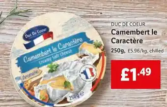 Lidl Duc De Coeur Camembert Le Caractère offer