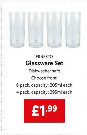 Lidl Ernesto Glassware Set offer