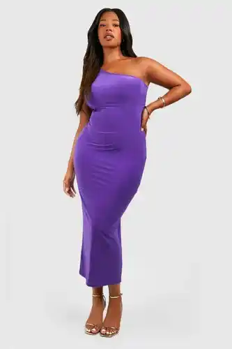 Boohoo Boohoo womens plus slinky one shoulder midaxi dress - purple - 16, purple offer