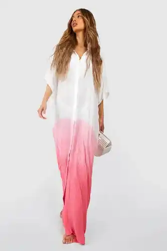 Boohoo Boohoo womens crinkle ombre maxi cover up beach kimono - pink - l, pink offer