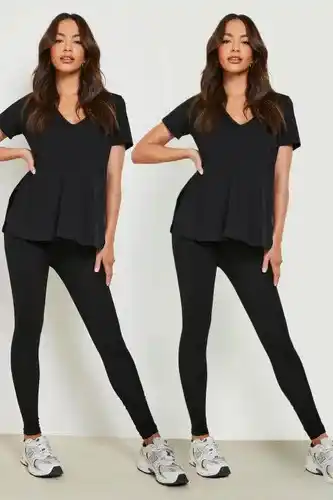Boohoo Boohoo womens maternity 2 pack over the bump leggings - black - 8, black offer
