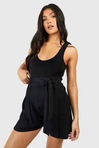 Boohoo Boohoo womens maternity textured belted shorts - black - 8, black offer