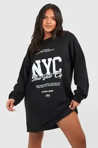 Boohoo Boohoo womens plus nyc sweat dress - black - 16, black offer