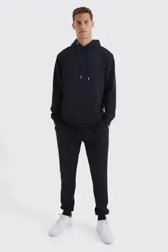 Boohoo Boohooman mens black tall basic hooded tracksuit, black offer