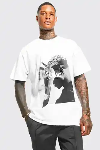 Boohoo Boohooman mens white oversized tupac license t-shirt, white offer