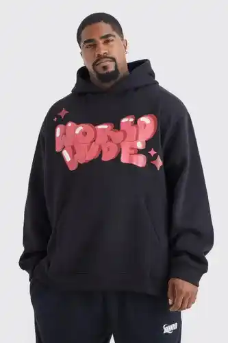 Boohoo Boohooman mens black plus oversized worldwide hoodie, black offer