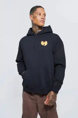 Boohoo Boohooman mens black oversized wu-tang license hoodie, black offer