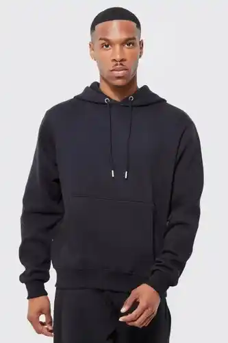 Boohoo Boohooman mens black basic boxy hoodie, black offer