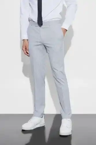 Boohoo Boohooman mens grey skinny fit pinstripe trouser, grey offer