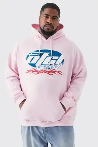 Boohoo Boohooman mens blue plus ofcl graphic hoodie, blue offer