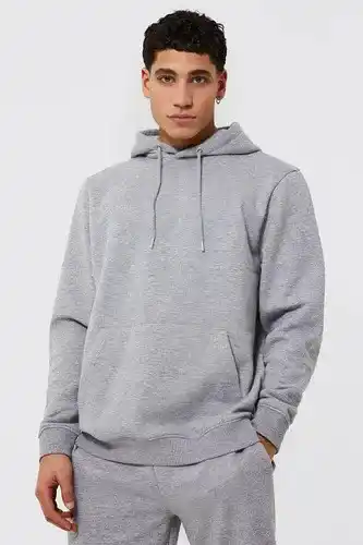 Boohoo Boohooman mens grey regular fit over the head hoodie, grey offer