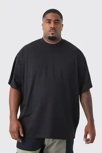 Boohoo Boohooman mens black plus oversized extended neck t-shirt, black offer