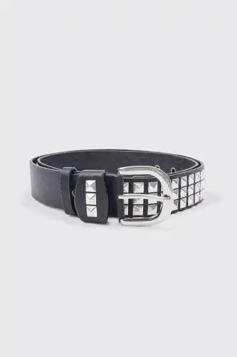 Boohoo Boohooman mens black studded faux leather belt, black offer