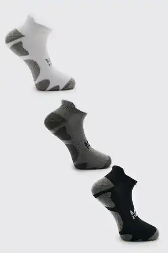 Boohoo Boohooman mens multi 3 pack man active cushioned trainer socks, multi offer