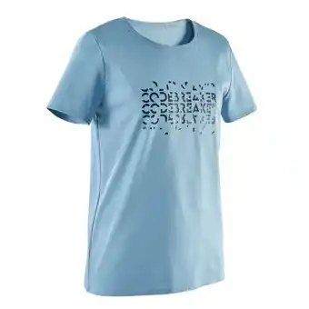 Domyos kids' basic cotton t-shirt - blue jean print