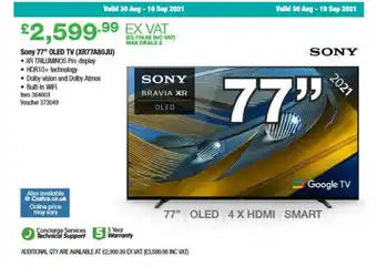 Costco Sony 77'' Oled Tv Xr77a80ju offer