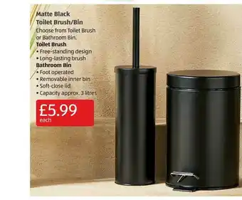 Aldi Matte Black Toilet Brush-bin, Toilet Brush, Bathroom Bin offer