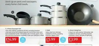 Aldi 3-piece Saucepan Set, Wok, 24 Cm Frying Pan offer