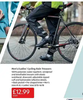 Aldi Men's-ladies' Cycling Rain Trousers offer