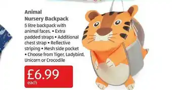 Aldi Animal Nursery Backpack offer
