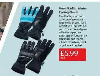 Aldi Men's-ladies' Winter Cycling Gloves offer