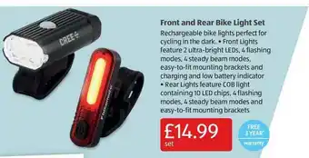 Aldi Front And Rear Bike Light Set offer