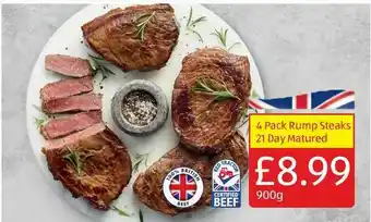 Aldi 4 Pack Rump Steaks 21 Day Matured offer