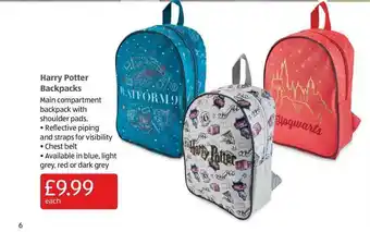 Aldi Harry Potter Backpacks offer