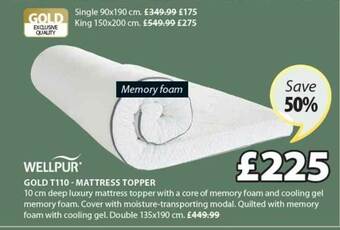 JYSK Wellpur Gold T110 - Mattress Topper offer