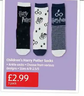 Aldi Children's Harry Potter Socks offer