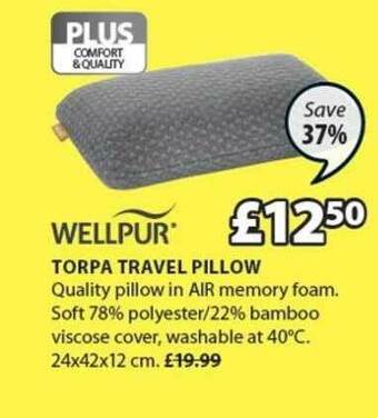 JYSK Wellpur Torpa Travel Pillow offer