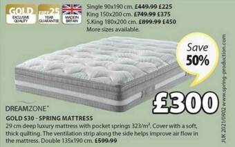 JYSK Dreamzone Gold S30 - Spring Mattress offer