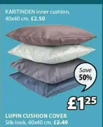 JYSK Katitinden Inner Cushion, Lupin Cushion Cover offer