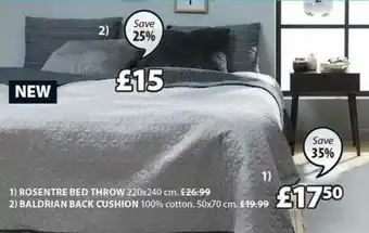 JYSK Rosentre Bed Throw, Baldrian Back Cushion offer