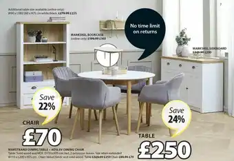 JYSK Markskel Bookcase, Mastrand Dining Table + Adslev Dining Chair offer
