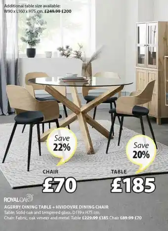 JYSK Royal Oak Agerby Dining Table + Hvidovre Dining Chair offer