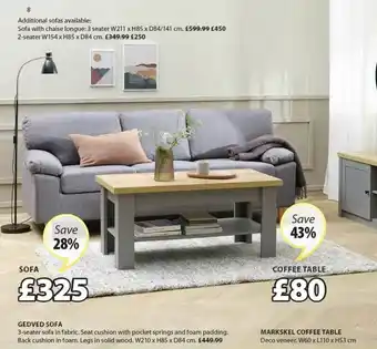 JYSK Gedved Sofa, Marskel Coffee Table offer