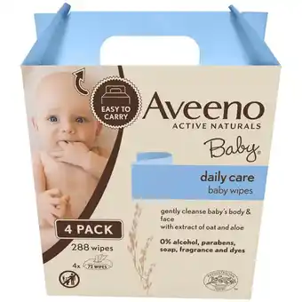 Look Fantastic Aveeno baby daily care baby wipes 4 pack (288 wipes) offer