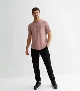 New Look Jack & jones men's deep pink crew neck logo t-shirt new look offer