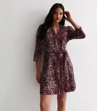 New Look New look red abstract ditsy print tie waist mini shirt dress offer