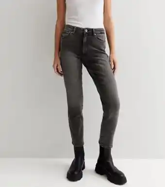 Only dark grey stretch high waist straight leg jeans new look