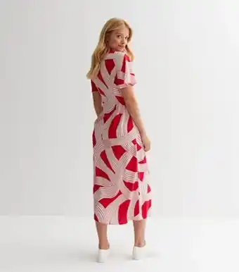 New Look New look red abstract stripe midi shirt dress offer