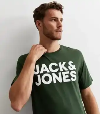 Jack & jones men's khaki cotton logo t-shirt new look