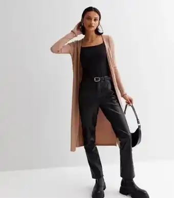 New Look New look camel ribbed fine knit long sleeve midi cardigan offer