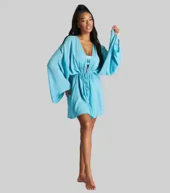 New Look South beach pale blue crinkle deep plunge cover up new look offer