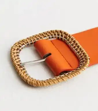 New Look New look orange leather-look woven buckle belt offer