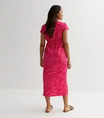 New Look New look petite pink tiger print midi wrap dress offer