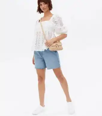 New look blue high waist denim shorts