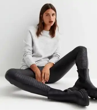 Cameo rose black leather-look ribbed leggings new look