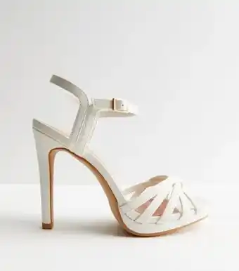 New Look New look white leather-look 2 part strappy stiletto heel sandals offer